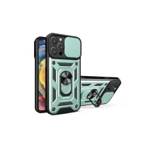 Apple iPhone 16 Pro Max Kılıf Pars Lens Yüzüklü Silikon - Yeşil