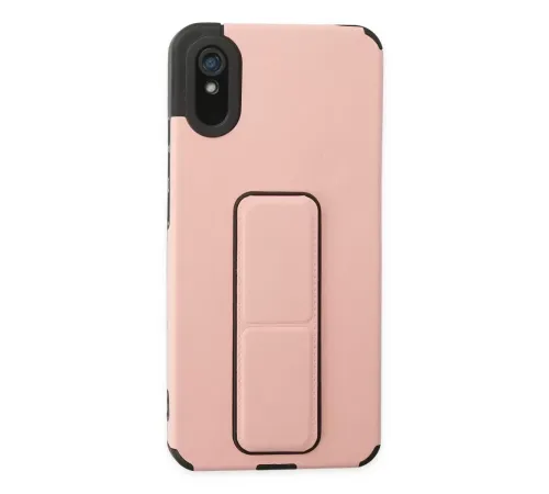 Redmi 9A Kılıf Mega Standlı Silikon - Pudra