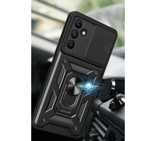 Samsung Galaxy M15 Kılıf Pars Lens Yüzüklü Silikon - Siyah