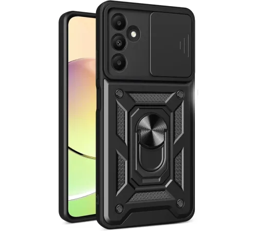 Samsung Galaxy M15 Kılıf Pars Lens Yüzüklü Silikon - Siyah