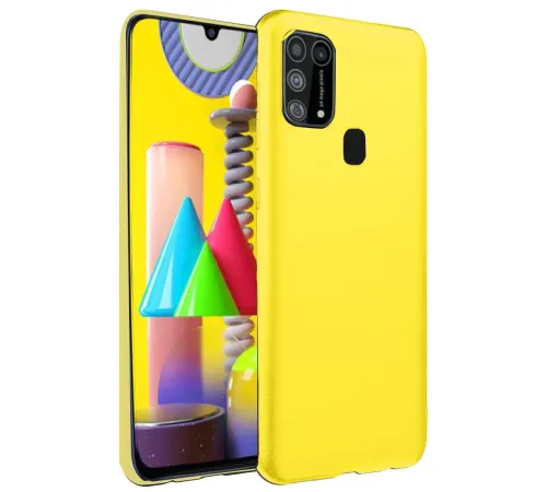 Samsung Galaxy M31 Kılıf Nano içi Kadife Silikon - Sarı