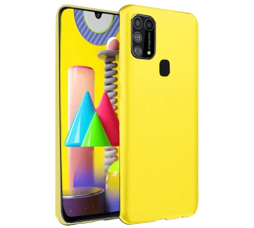 Samsung Galaxy M31 Kılıf Nano içi Kadife Silikon - Sarı