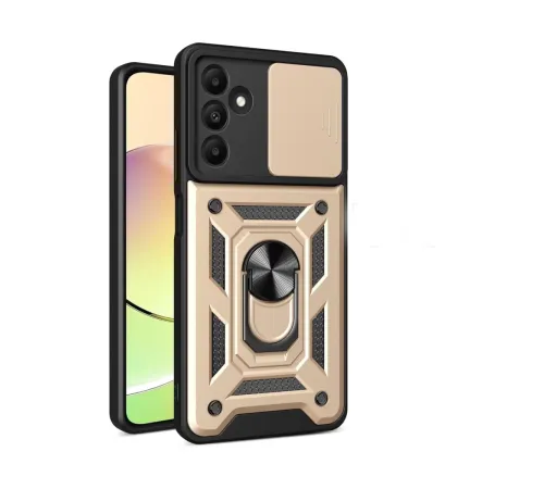 Samsung Galaxy M15 Kılıf Pars Lens Yüzüklü Silikon - Gold