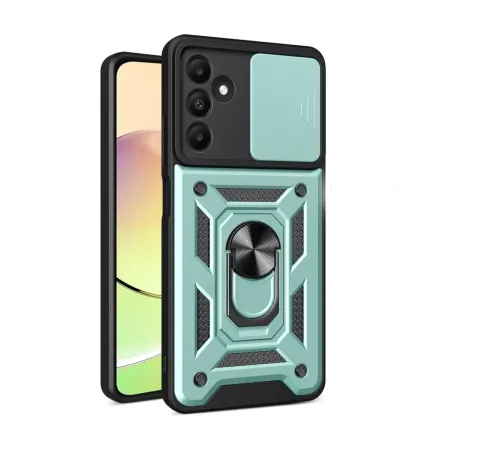 Samsung Galaxy M15 Kılıf Pars Lens Yüzüklü Silikon - Yeşil