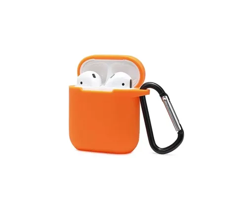 Apple Airpods 2 (2.nesil) Sert Silikon Kılıf - Turuncu