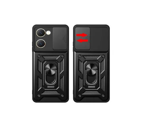 Vivo Y18 Kılıf Pars Lens Yüzüklü Silikon - Siyah