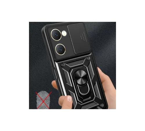 Vivo Y18 Kılıf Pars Lens Yüzüklü Silikon - Siyah