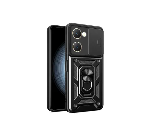 Vivo Y18 Kılıf Pars Lens Yüzüklü Silikon - Siyah