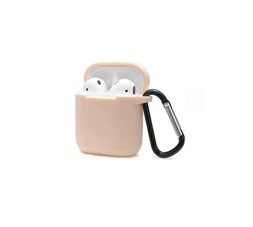 Apple Airpods 2 (2.nesil) Sert Silikon Kılıf - Bej