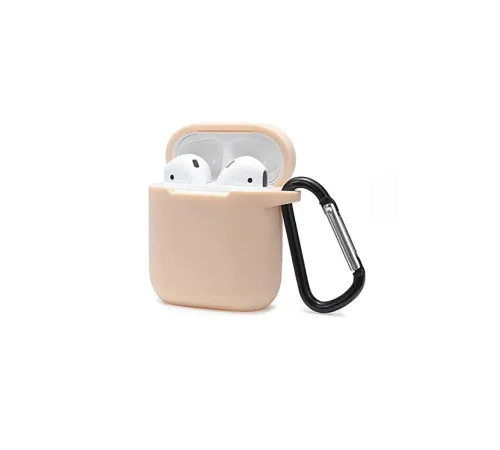 Apple Airpods 2 (2.nesil) Sert Silikon Kılıf - Bej