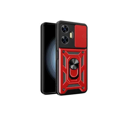Realme C55 Kılıf Pars Lens Yüzüklü Silikon - Kırmızı