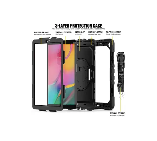 Samsung Galaxy T510 Tab A 10.1 Kılıf Pars Tablet Kapak - Siyah