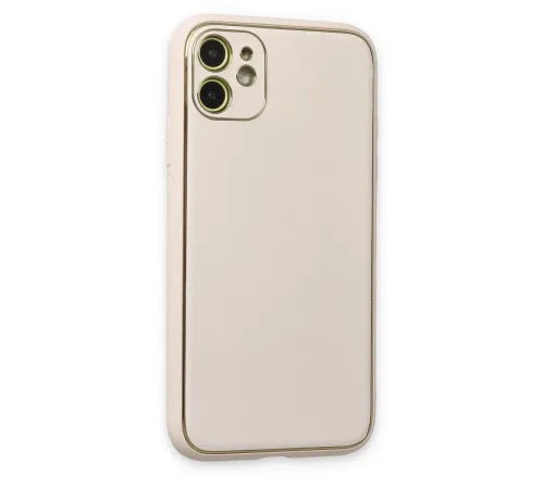 Apple iPhone 12 Kılıf Coco Deri Silikon Kapak - Beyaz