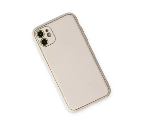 Apple iPhone 12 Kılıf Coco Deri Silikon Kapak - Beyaz