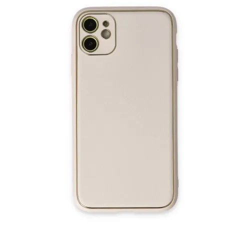 Apple iPhone 12 Kılıf Coco Deri Silikon Kapak - Beyaz