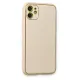 Apple iPhone 12 Kılıf Coco Deri Silikon Kapak - Gold