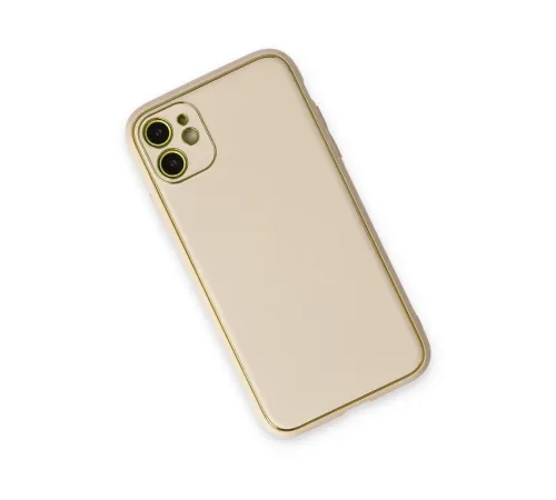Apple iPhone 12 Kılıf Coco Deri Silikon Kapak - Gold