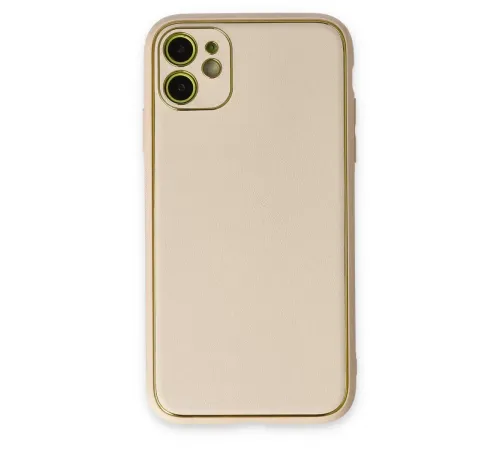 Apple iPhone 12 Kılıf Coco Deri Silikon Kapak - Gold