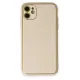 Apple iPhone 12 Kılıf Coco Deri Silikon Kapak - Gold