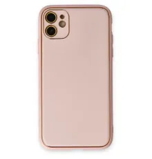 Apple iPhone 12 Kılıf Coco Deri Silikon Kapak - Pudra