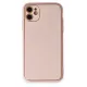 Apple iPhone 12 Kılıf Coco Deri Silikon Kapak - Pudra