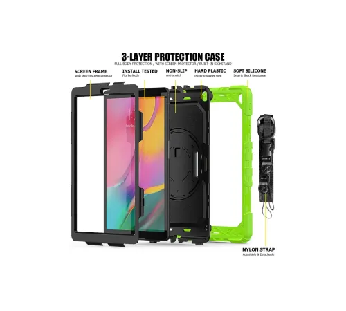 Samsung Galaxy T510 Tab A 10.1 Kılıf Pars Tablet Kapak - Yeşil