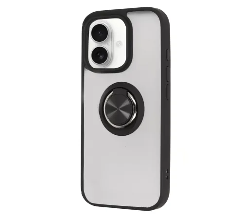 Apple iPhone 16 Kılıf Montreal Yüzüklü Silikon Kapak - Siyah