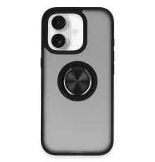 Apple iPhone 16 Kılıf Montreal Yüzüklü Silikon Kapak - Siyah