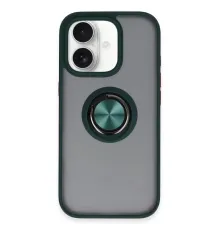 Apple iPhone 16 Kılıf Montreal Yüzüklü Silikon Kapak - Yeşil