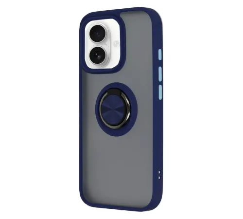 Apple iPhone 16 Kılıf Montreal Yüzüklü Silikon Kapak - Lacivert