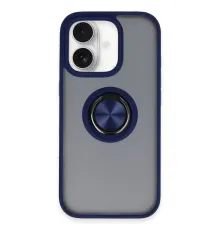 Apple iPhone 16 Kılıf Montreal Yüzüklü Silikon Kapak - Lacivert