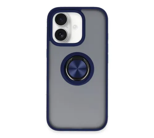 Apple iPhone 16 Kılıf Montreal Yüzüklü Silikon Kapak - Lacivert