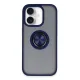 Apple iPhone 16 Kılıf Montreal Yüzüklü Silikon Kapak - Lacivert