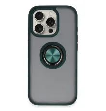 Apple iPhone 16 Pro Kılıf Montreal Yüzüklü Silikon Kapak - Yeşil