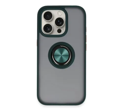 Apple iPhone 16 Pro Kılıf Montreal Yüzüklü Silikon Kapak - Yeşil