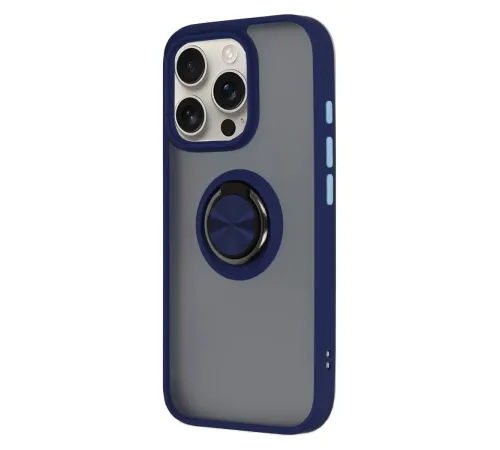 Apple iPhone 16 Pro Kılıf Montreal Yüzüklü Silikon Kapak - Lacivert