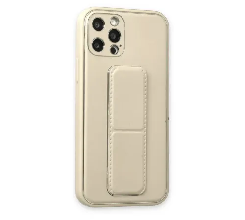 Apple iPhone 12 Pro Kılıf Coco Deri Standlı Kapak - Beyaz