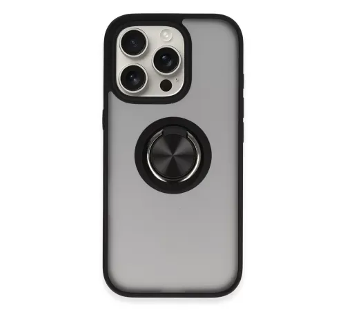 Apple iPhone 16 Pro Max Kılıf Montreal Yüzüklü Silikon Kapak - Siyah