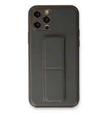 Apple iPhone 12 Pro Kılıf Coco Deri Standlı Kapak - Füme