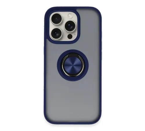 Apple iPhone 16 Pro Max Kılıf Montreal Yüzüklü Silikon Kapak - Lacivert