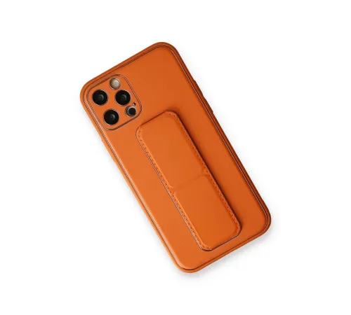 Apple iPhone 12 Pro Kılıf Coco Deri Standlı Kapak - Turuncu