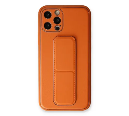 Apple iPhone 12 Pro Kılıf Coco Deri Standlı Kapak - Turuncu