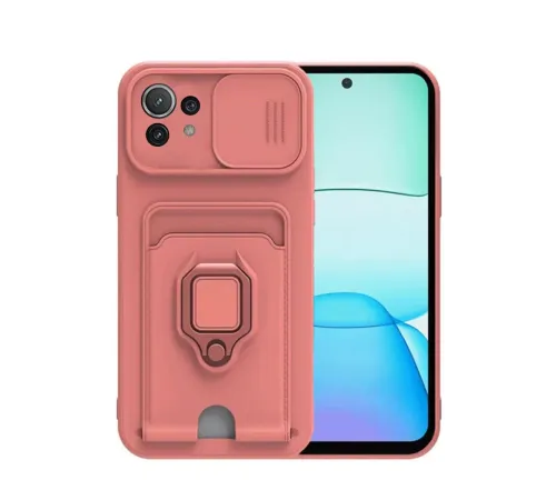 Xiaomi Mİ 11 Lite Kılıf Zuma Kartvizitli Yüzüklü Silikon - Pembe