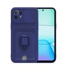 Xiaomi Mİ 11 Lite Kılıf Zuma Kartvizitli Yüzüklü Silikon - Lacivert