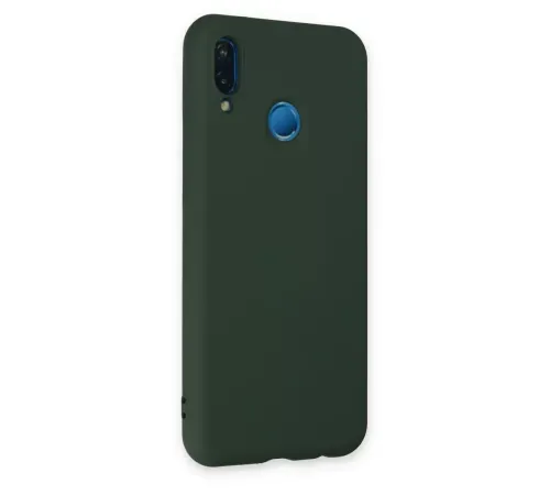 Huawei P20 Lite Kılıf Nano içi Kadife Silikon - Koyu Yeşil