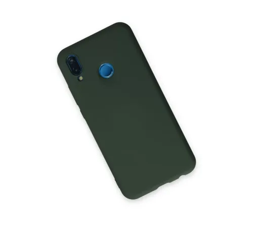 Huawei P20 Lite Kılıf Nano içi Kadife Silikon - Koyu Yeşil