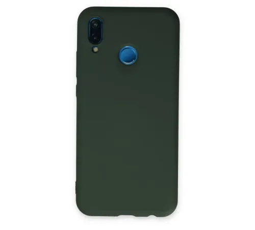 Huawei P20 Lite Kılıf Nano içi Kadife Silikon - Koyu Yeşil