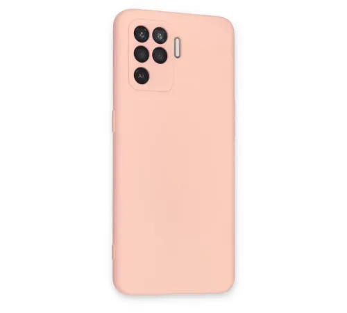 Reno 5 Lite Kılıf Nano içi Kadife Silikon - Pudra