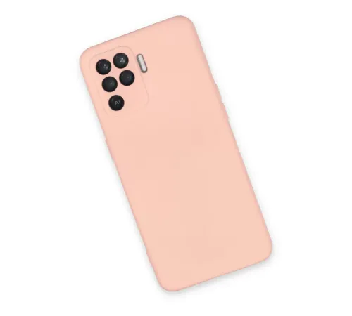 Reno 5 Lite Kılıf Nano içi Kadife Silikon - Pudra