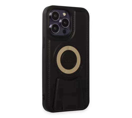 Apple iPhone 14 Pro Kılıf Merkür Magneticsafe Standlı Kapak - Siyah